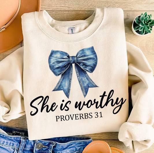 She Is WORTHY | Tee, Long sleeve, Sweatshirt