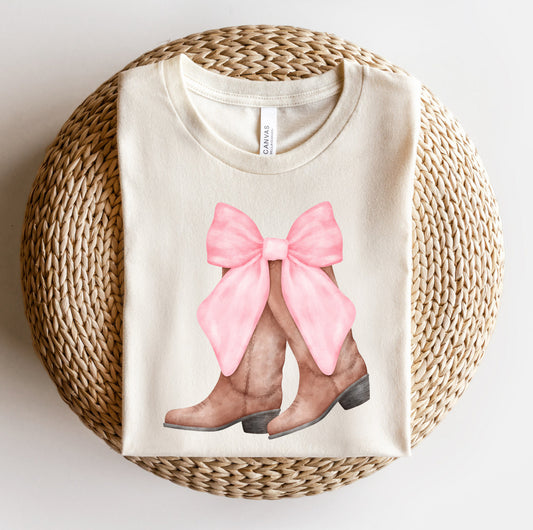 Bow With Cowboy Boots | Tee, Long sleeve, Sweatshirt