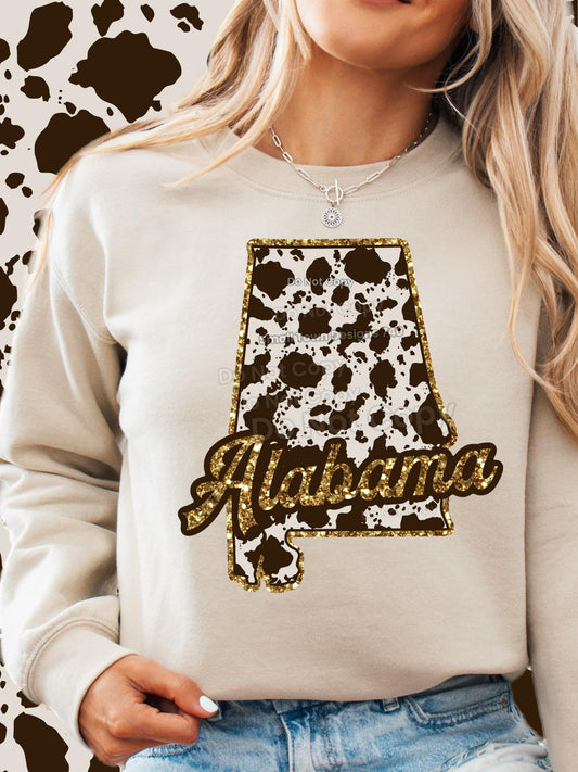 Cow Print Alabama State | Tee, Longsleeve, Sweatshirt